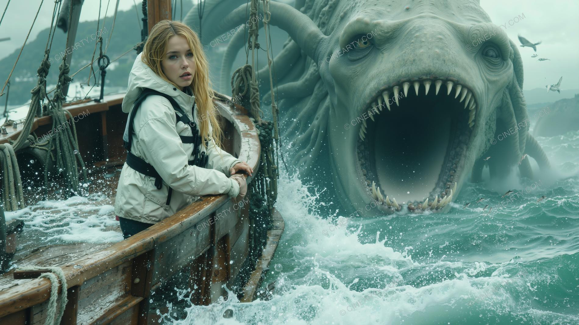 Deep-Sea Monster and Young Girl 29472