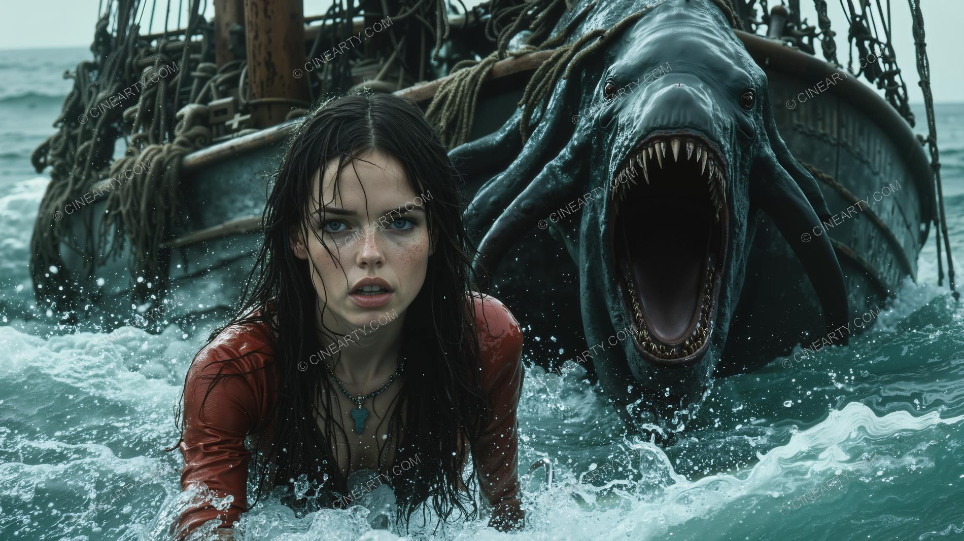 Deep-Sea Monster and Young Girl 71767