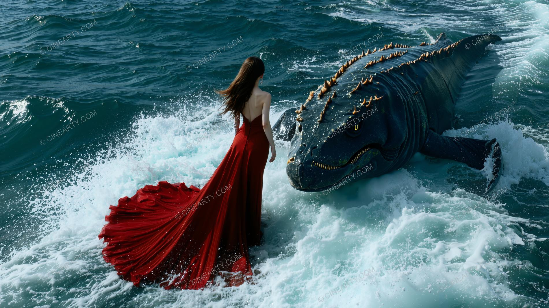 Deep-Sea Monster and Young Girl 08493