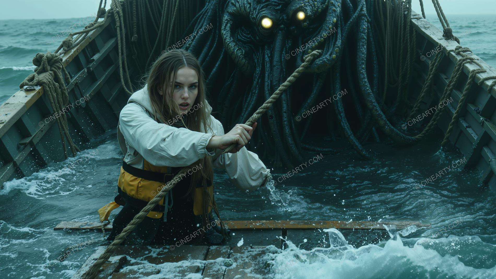 Deep-Sea Monster and Young Girl 44919