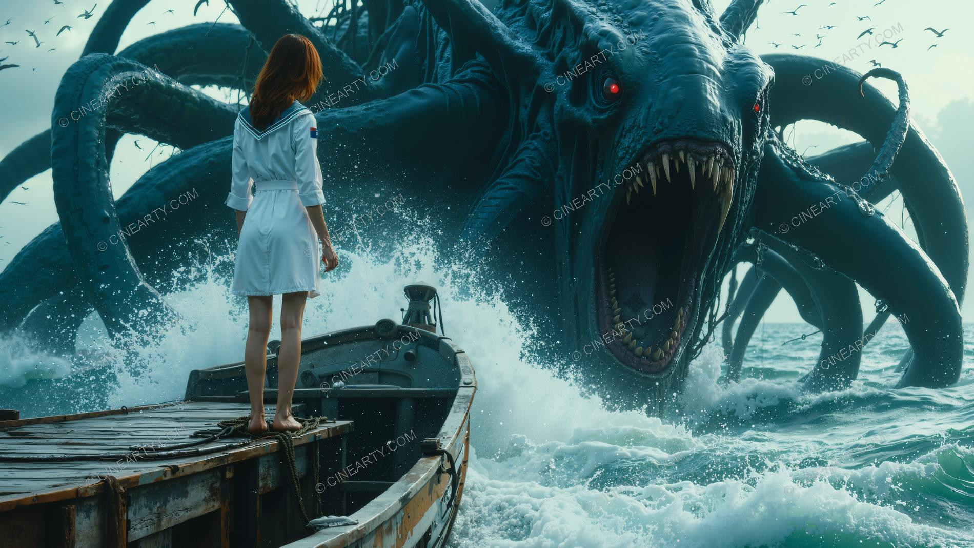 Deep-Sea Monster and Young Girl 61061