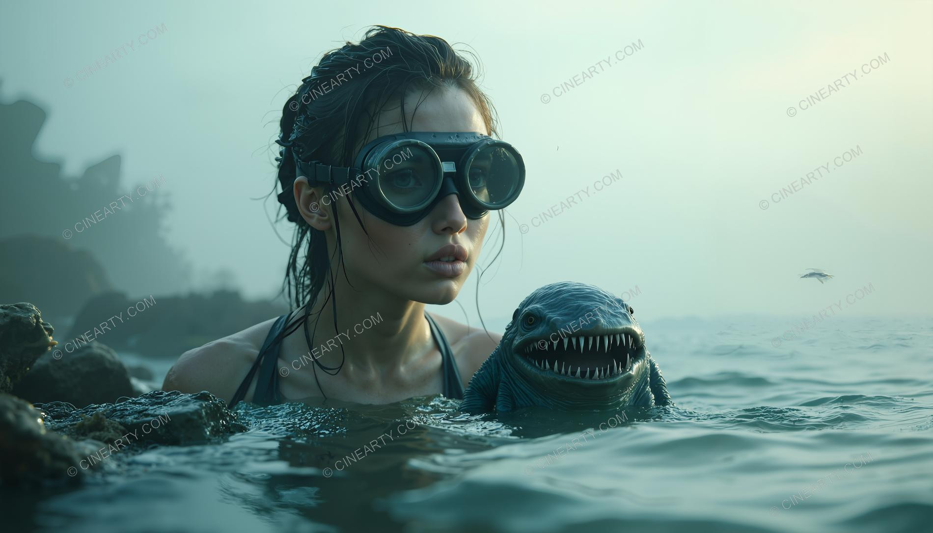 Beautiful Woman on Coral Reef 92100