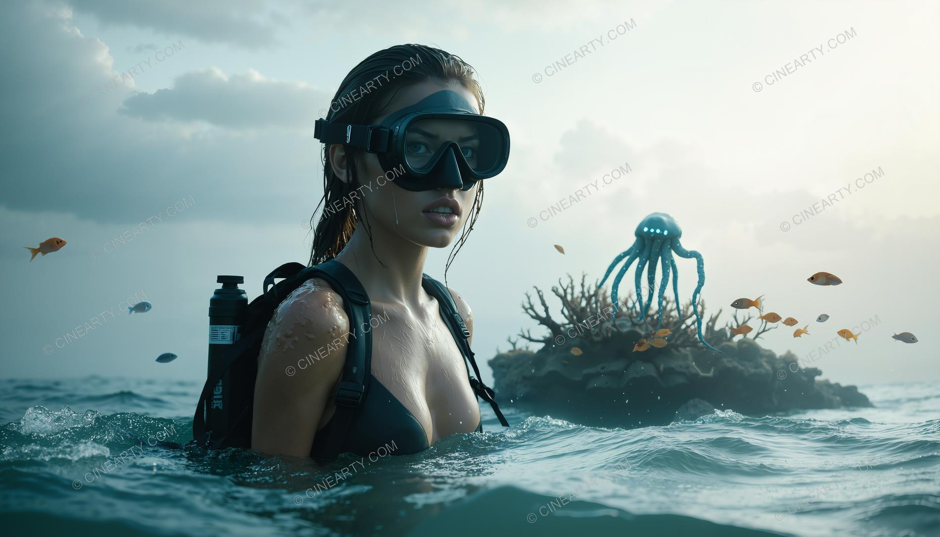 Beautiful Woman on Coral Reef 24668