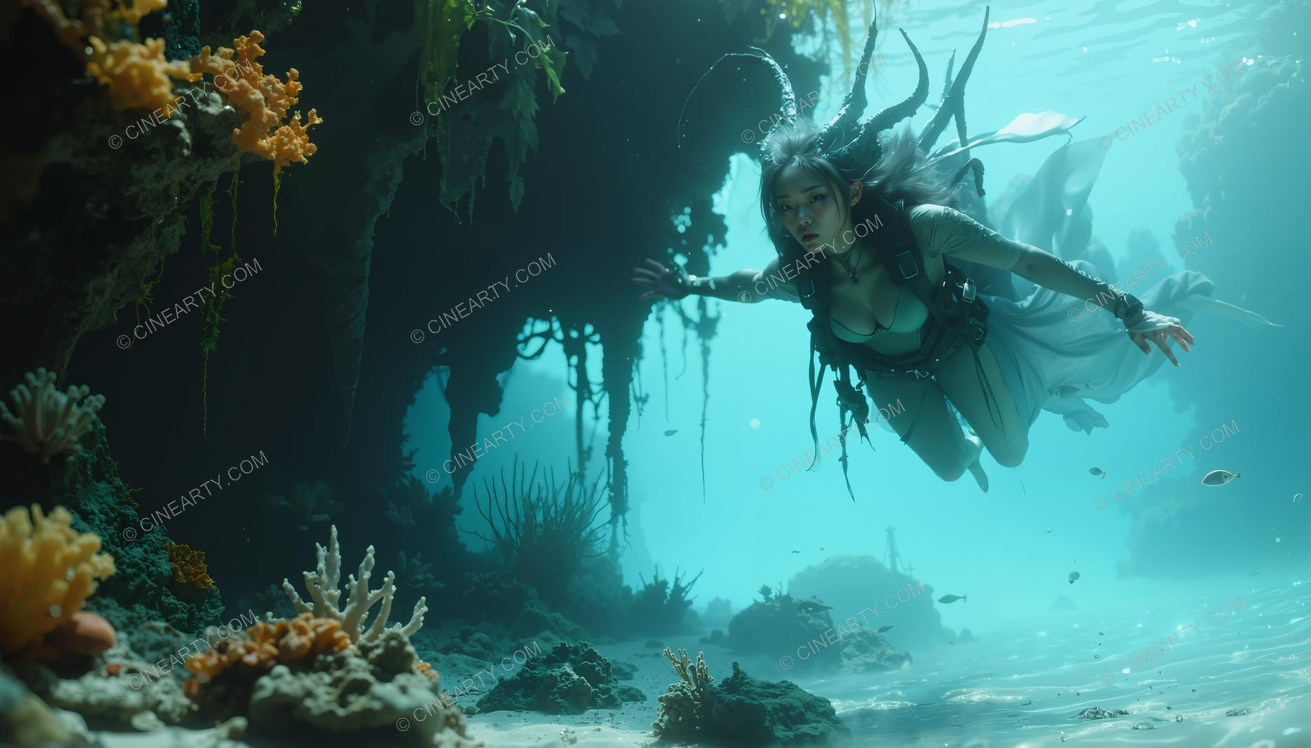 Beautiful Woman on Coral Reef 92489