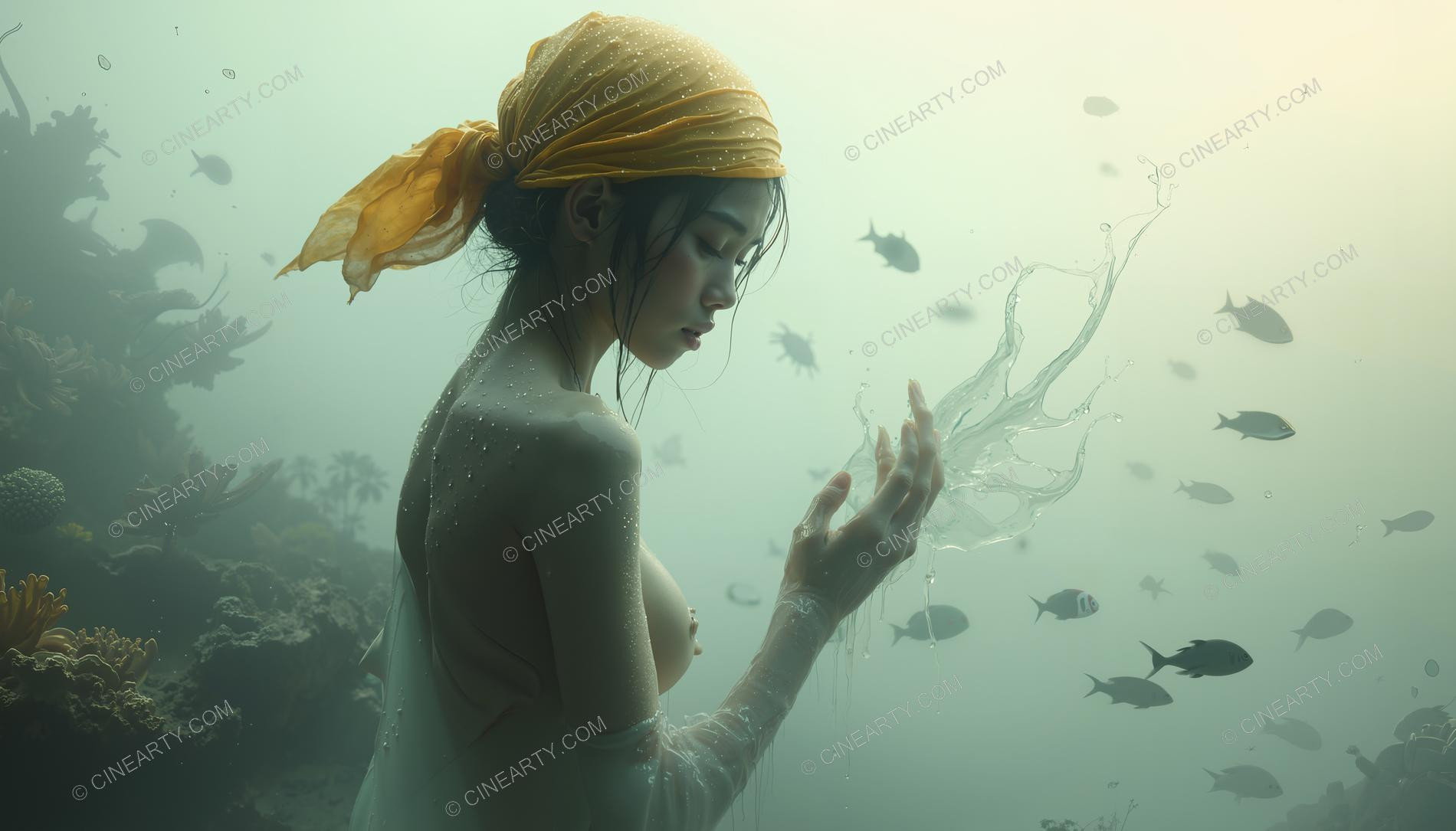 Beautiful Woman on Coral Reef 11969