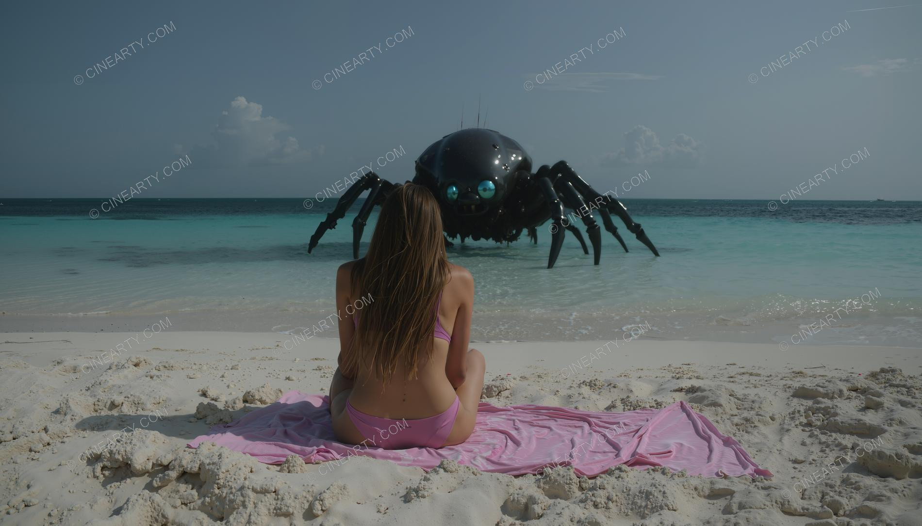 Girl on beach and a Deep-Dea Creature 31213