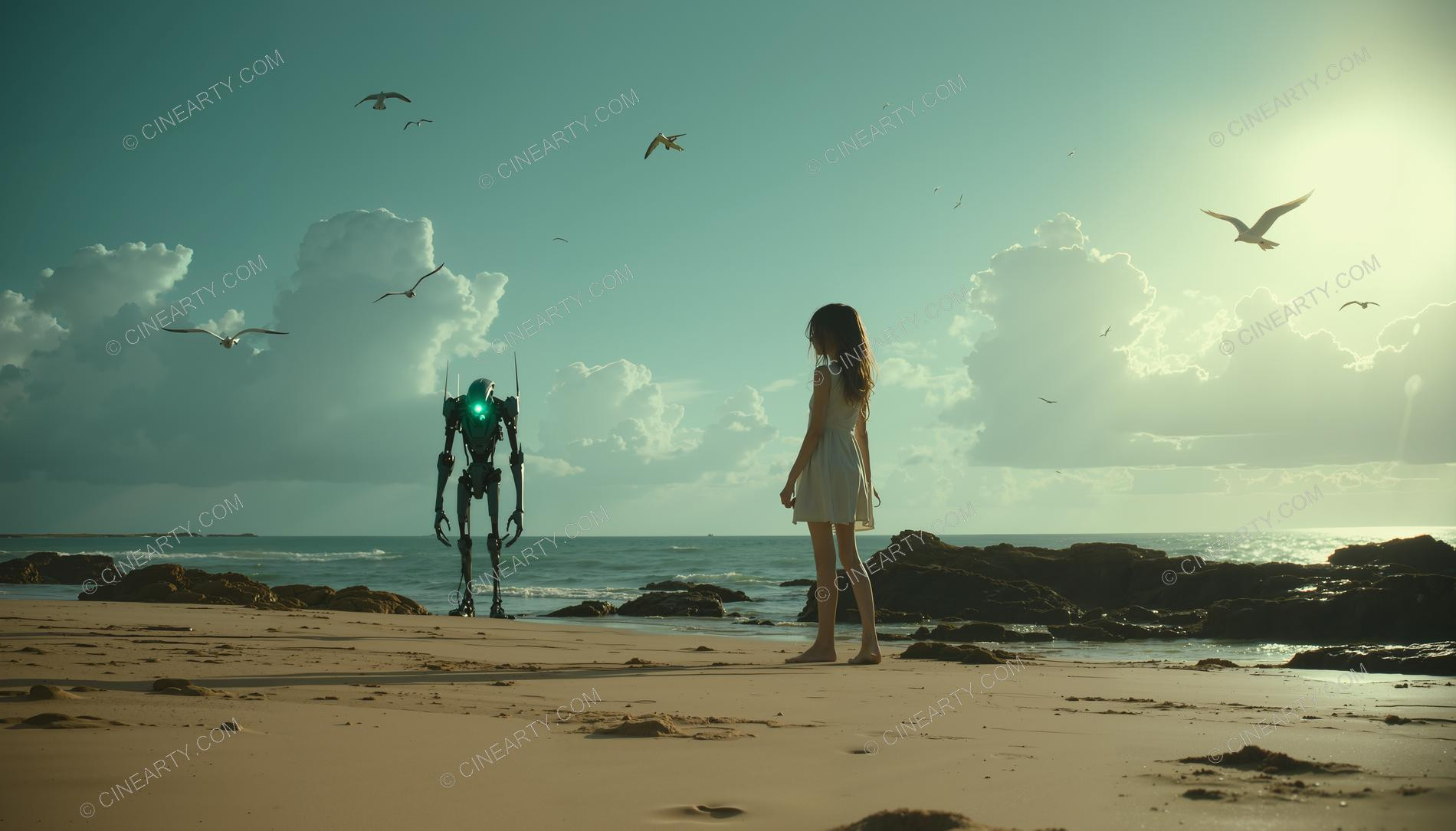 Girl on beach and a Deep-Dea Creature 23790