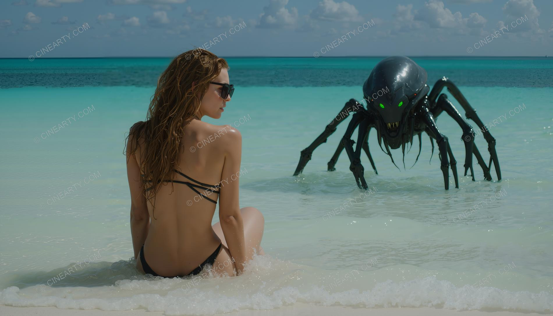 Girl on beach and a Deep-Dea Creature 26519