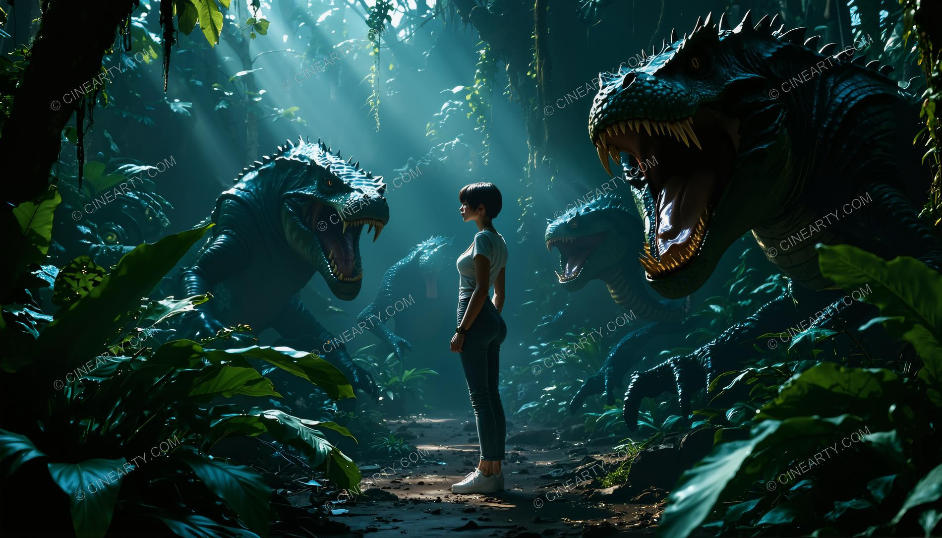 Mutant Lizards and Girl 24212