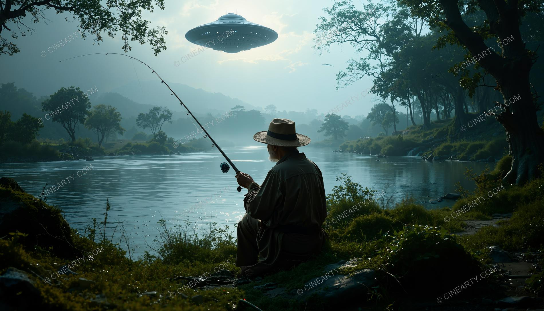 Fisherman and Flying Saucer 93501