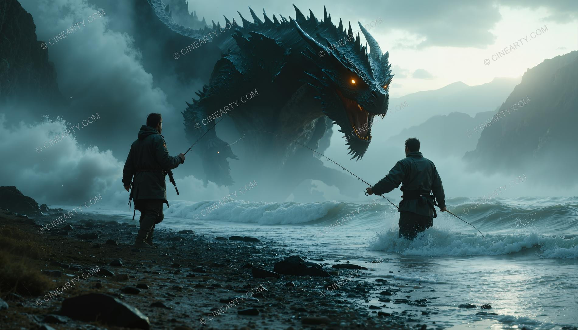 Huge Reptile on the Foggy Lake 90319