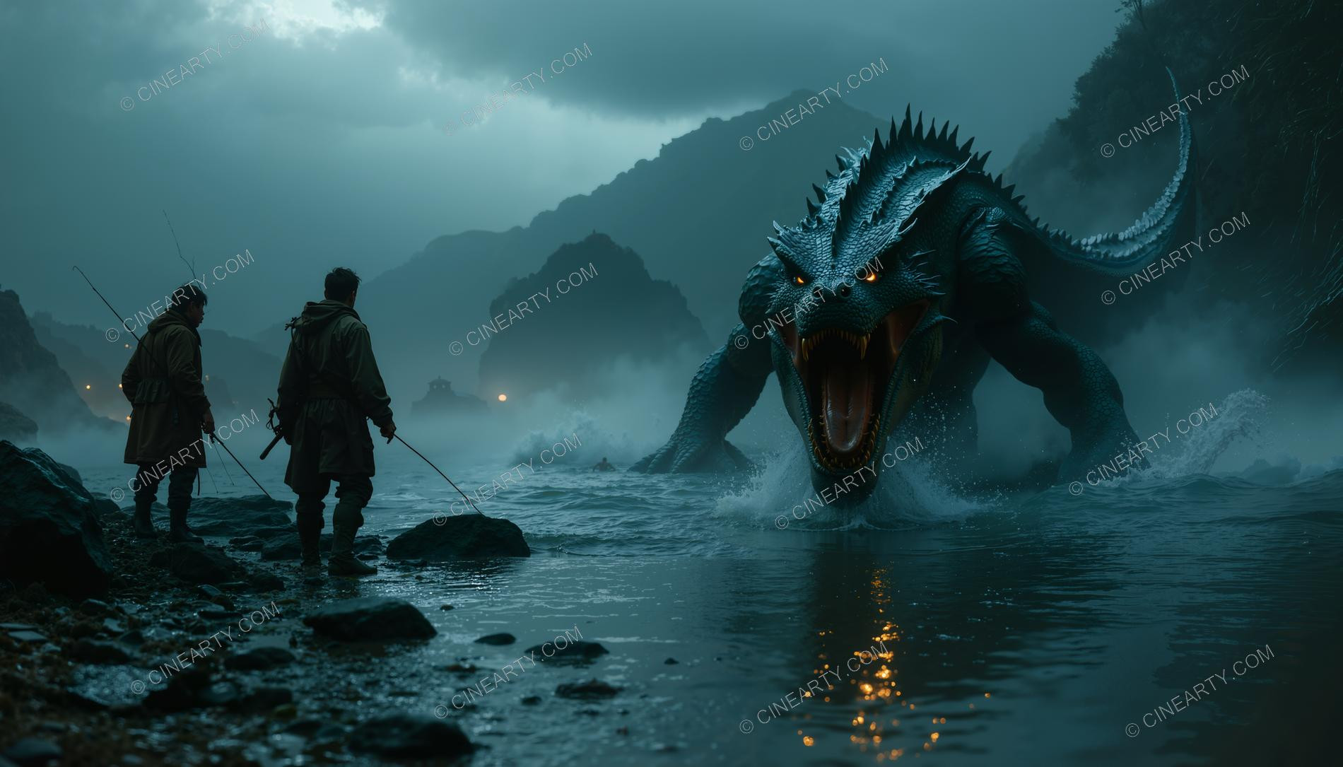 Huge Reptile on the Foggy Lake 41159