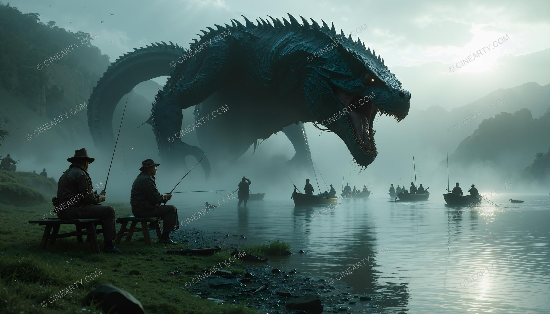 Huge Reptile on the Foggy Lake 49733