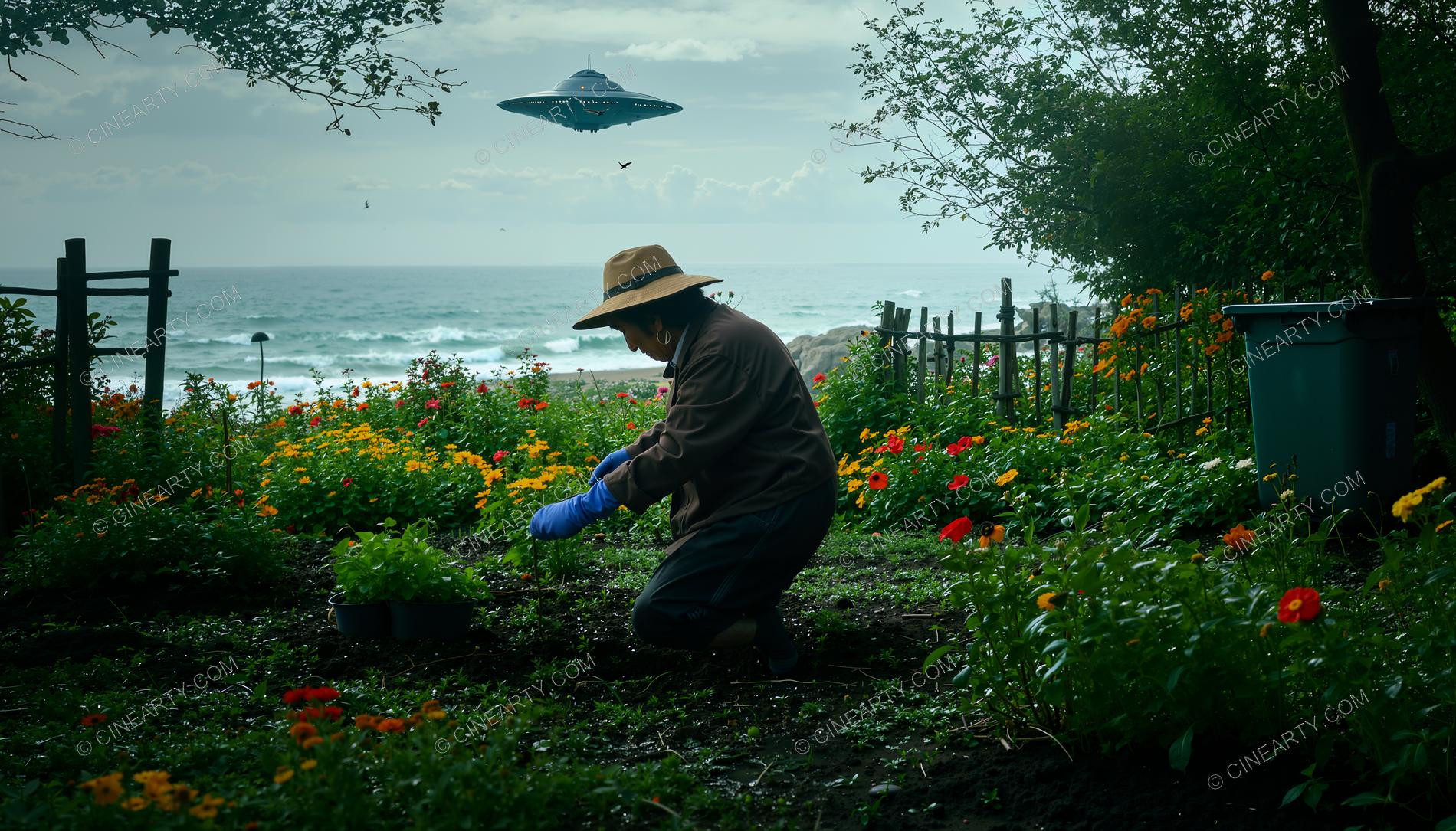 Flying Saucer and a Grandparent Avid Gardener 87036