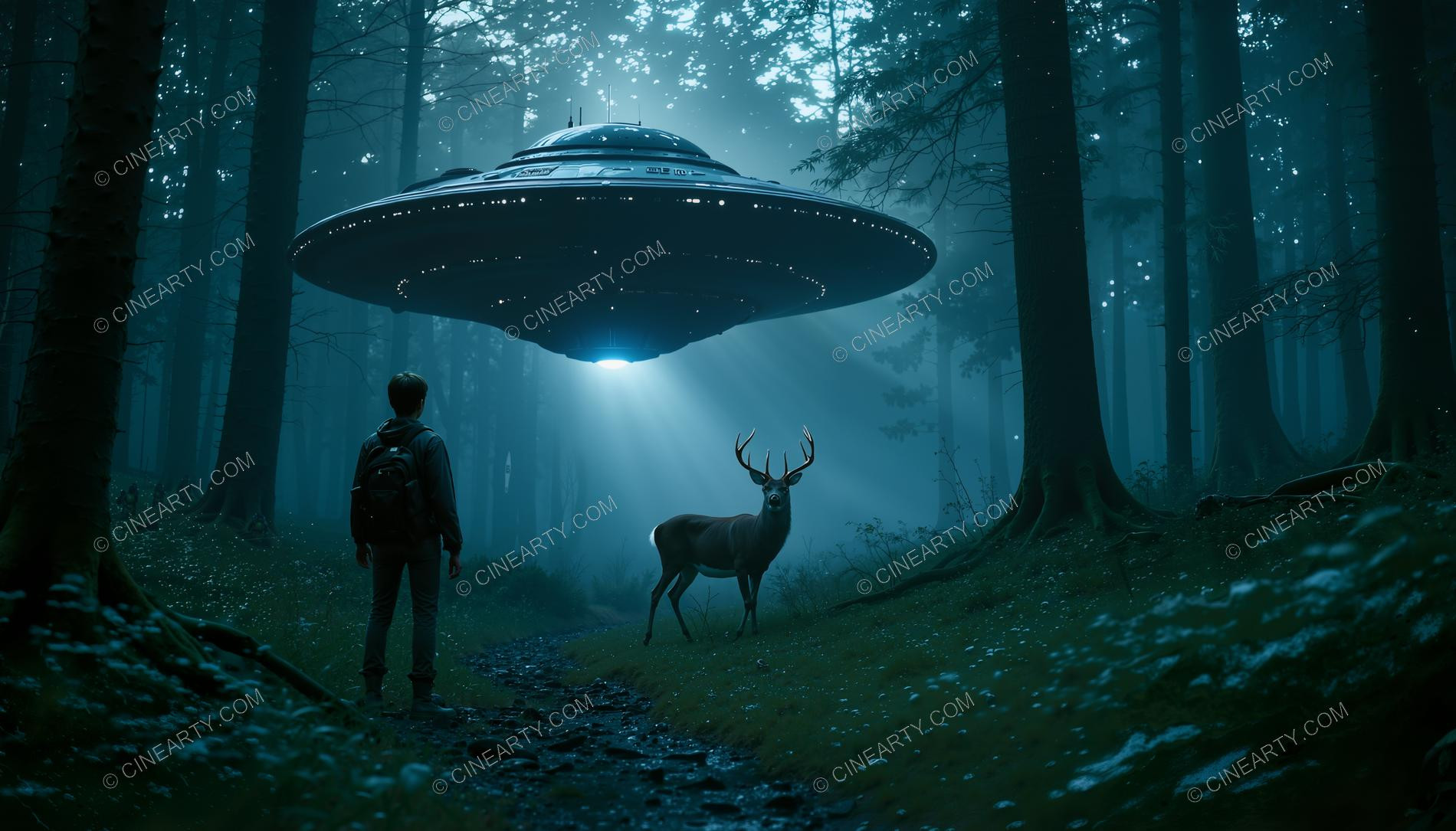 Hikers Encounter a Flying Saucer in a Forest 40000