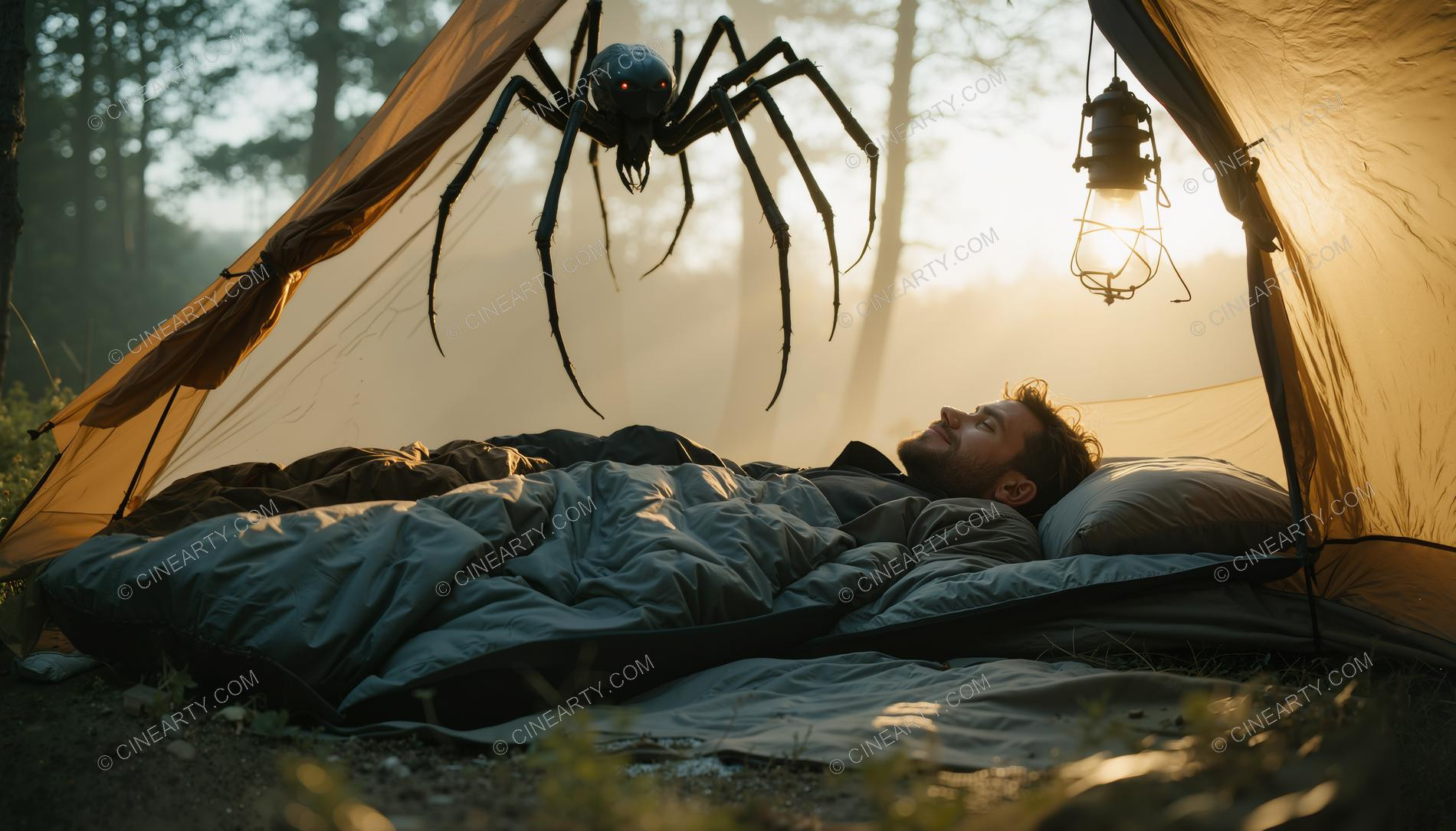 Monster and Tourists inside their Tent 39630