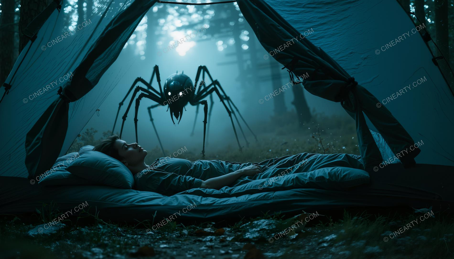 Monster and Tourists inside their Tent 06097