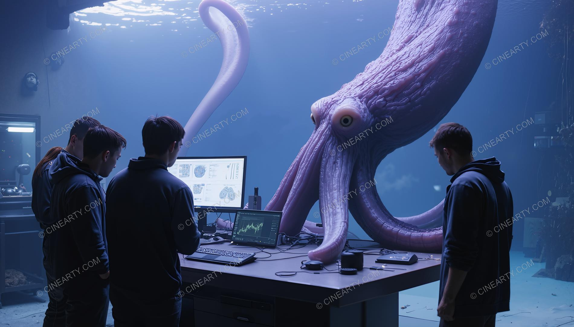 Humans and Octopus-Aliens Cooperate in Laboratory 51639
