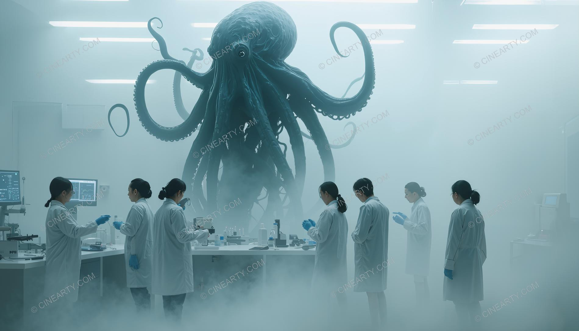 Humans and Octopus-Aliens Cooperate in Laboratory 36681