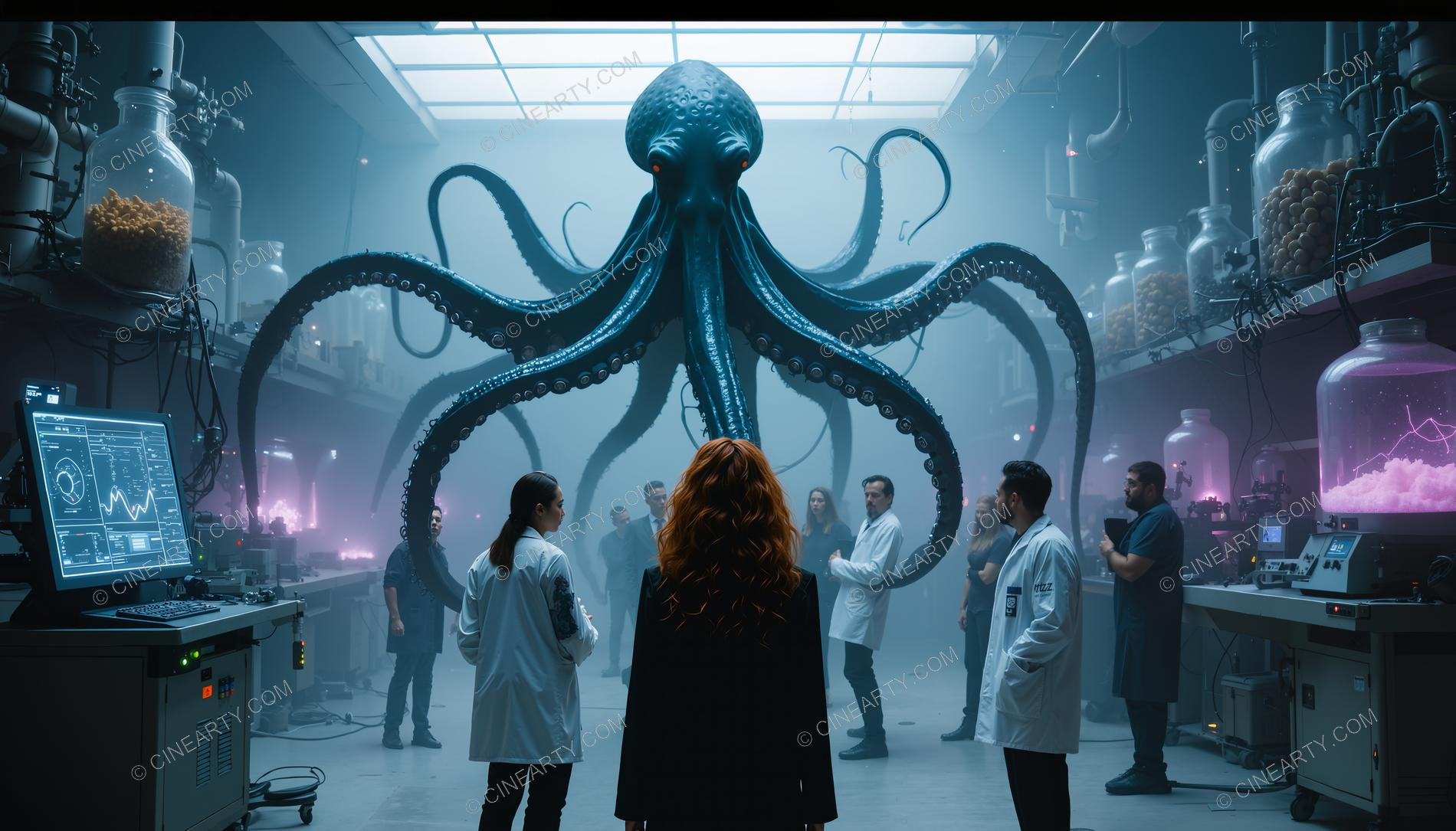 Humans and Octopus-Aliens Cooperate in Laboratory 43012