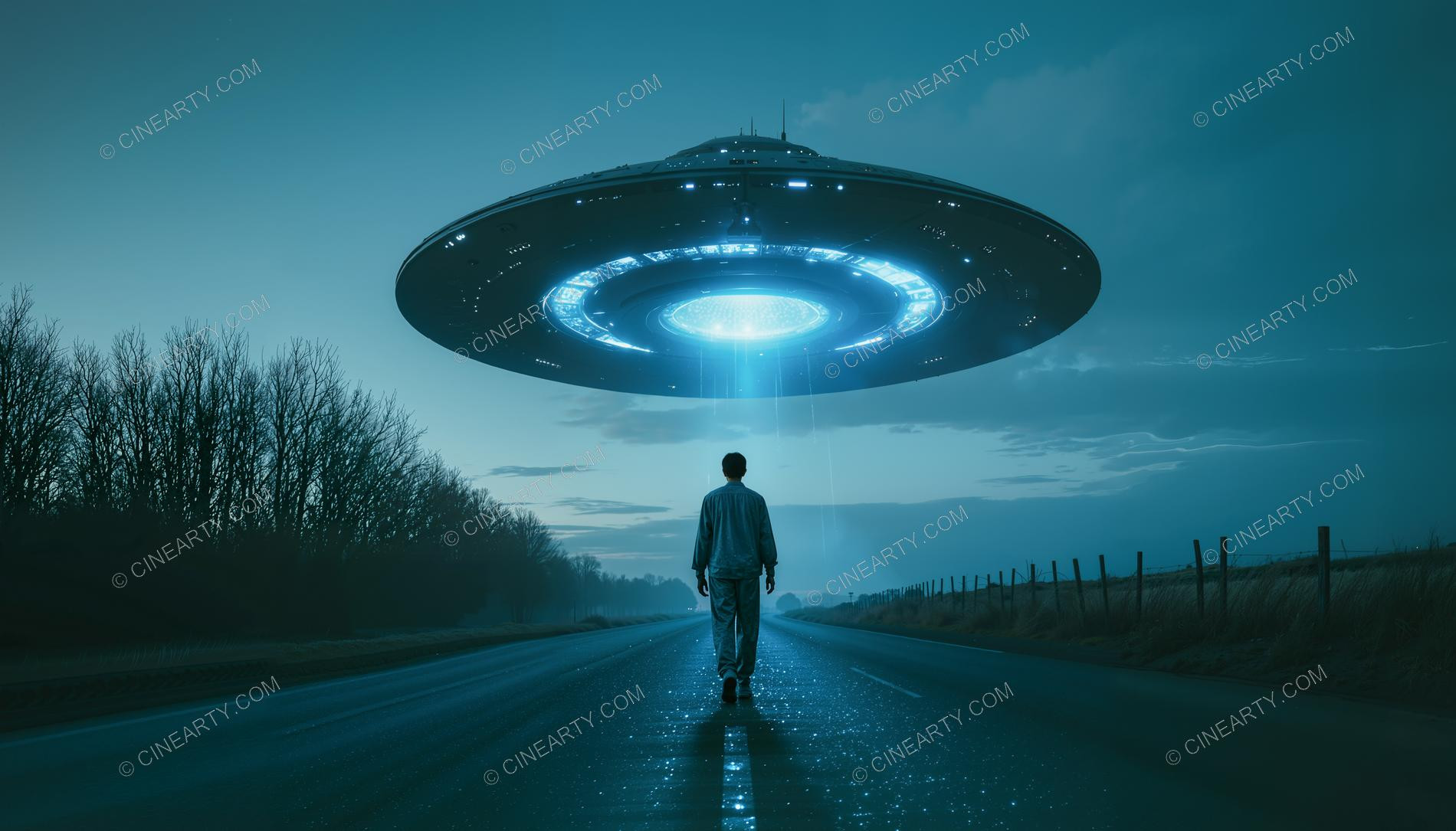 Flying Saucer Above a Road to the Horizon 57593