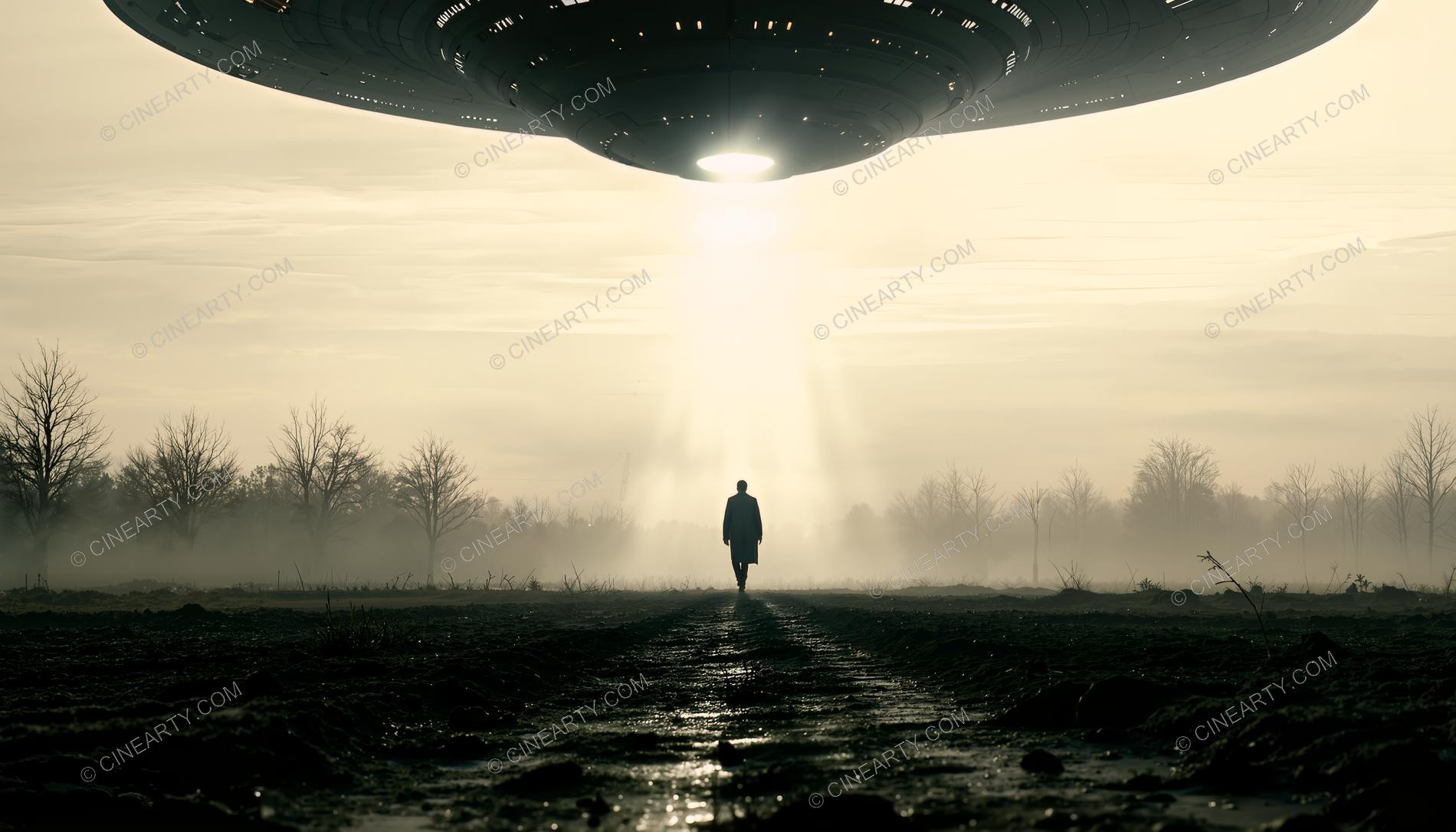 Flying Saucer Above a Road to the Horizon 16408