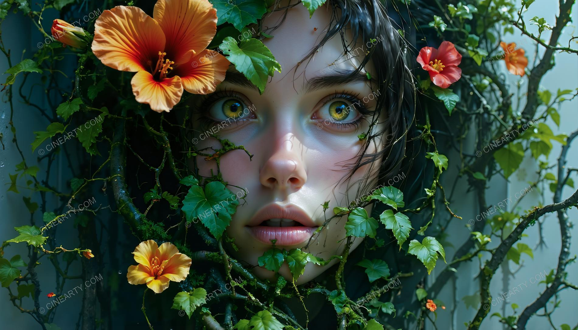 Portrait of a Girl in Symbiosis with Plants 2 44366