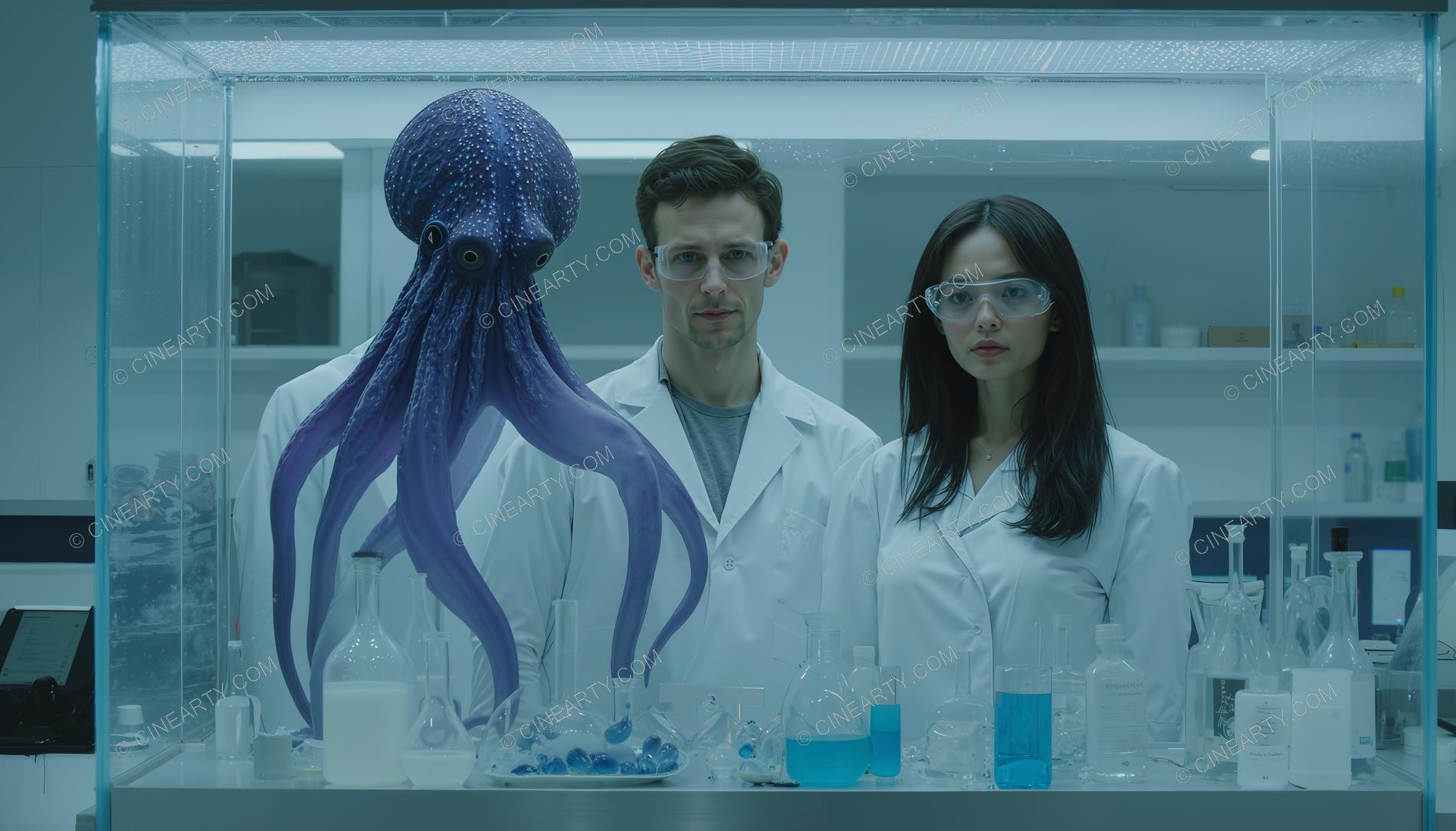 Scientists and Sentient Octopus in Aquarium 32757