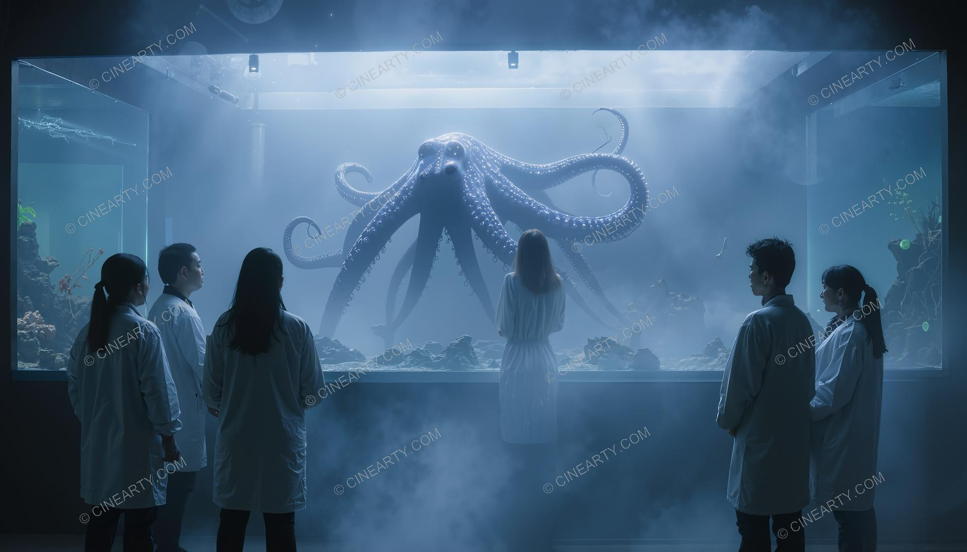 Scientists and Sentient Octopus in Aquarium 73382