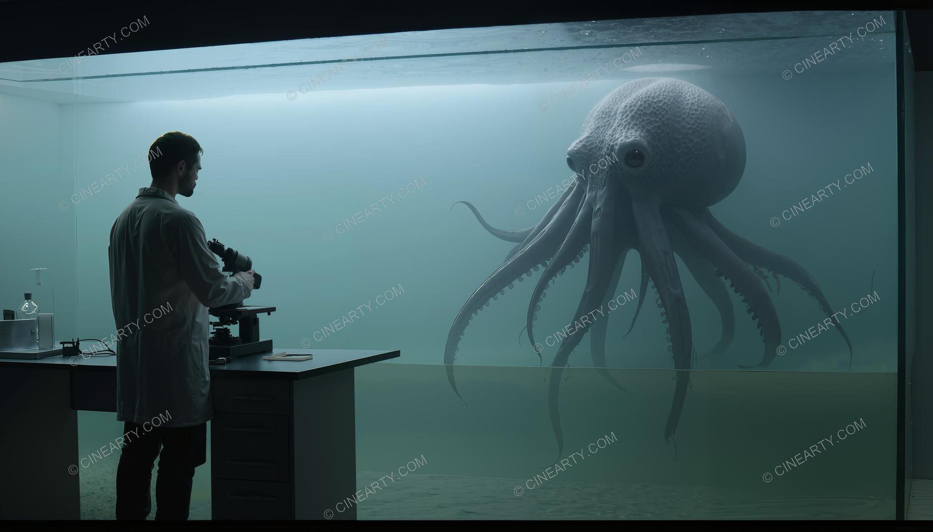 Scientists and Sentient Octopus in Aquarium 04095
