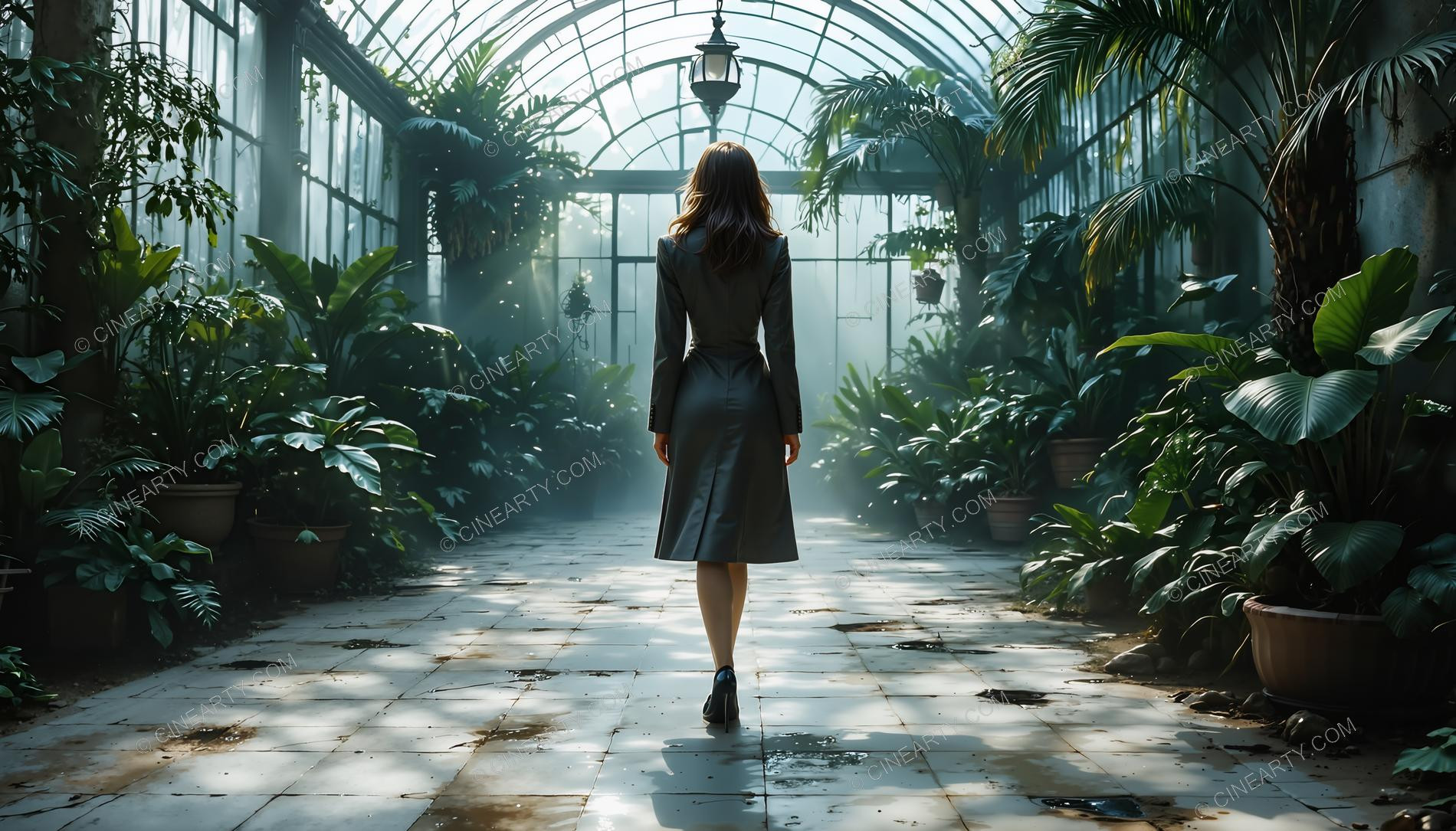 Beautiful Girl in a Greenhouse 01849