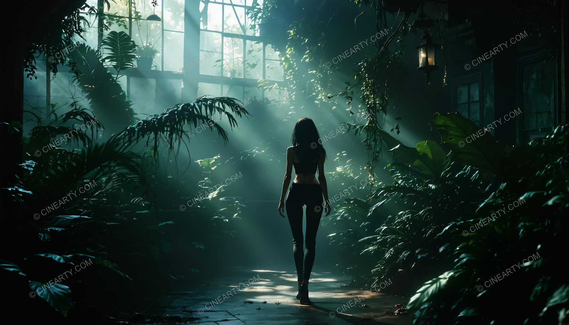 Beautiful Girl in a Greenhouse 09970