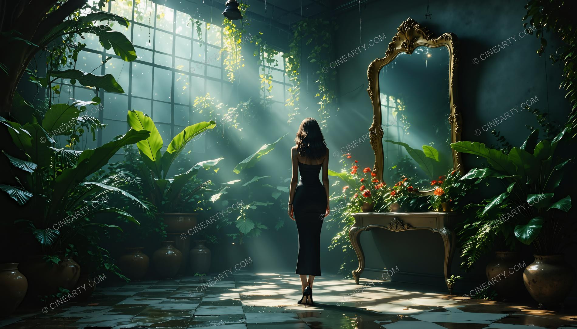 Beautiful Girl in a Greenhouse 01135