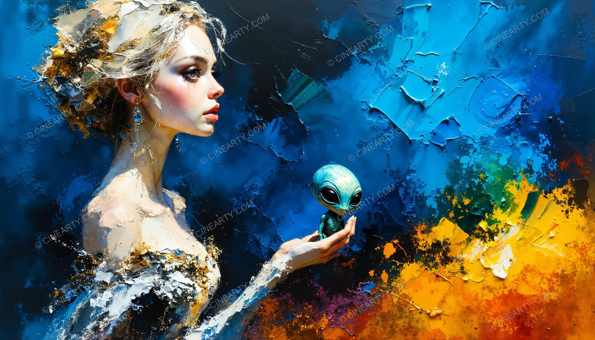 Beautifu Woman with Small Creature 26737