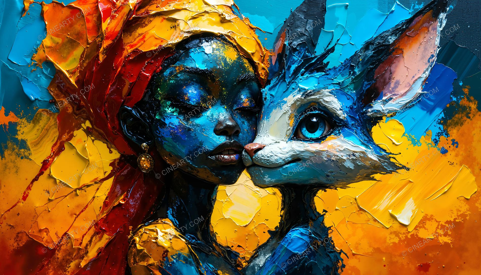 Beautifu Woman with Small Creature 58436