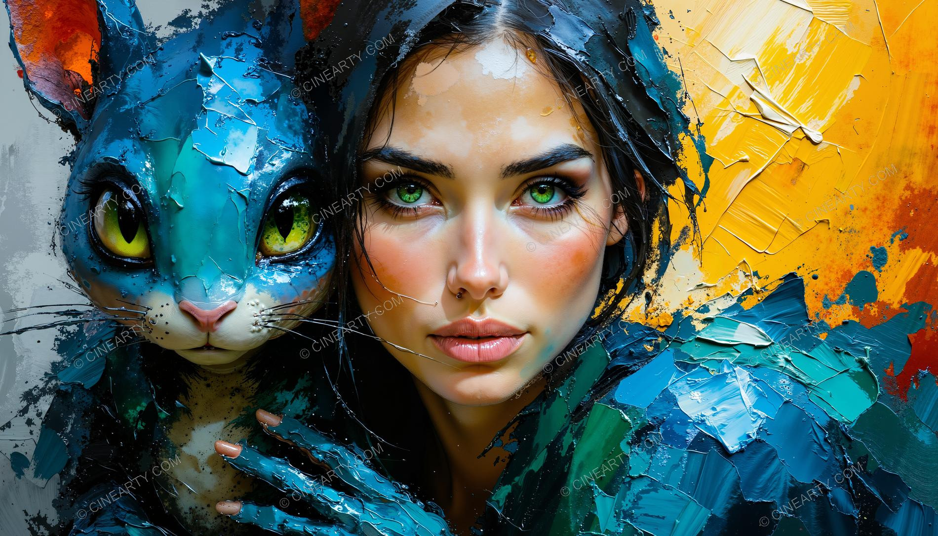 Beautifu Woman with Small Creature 64128