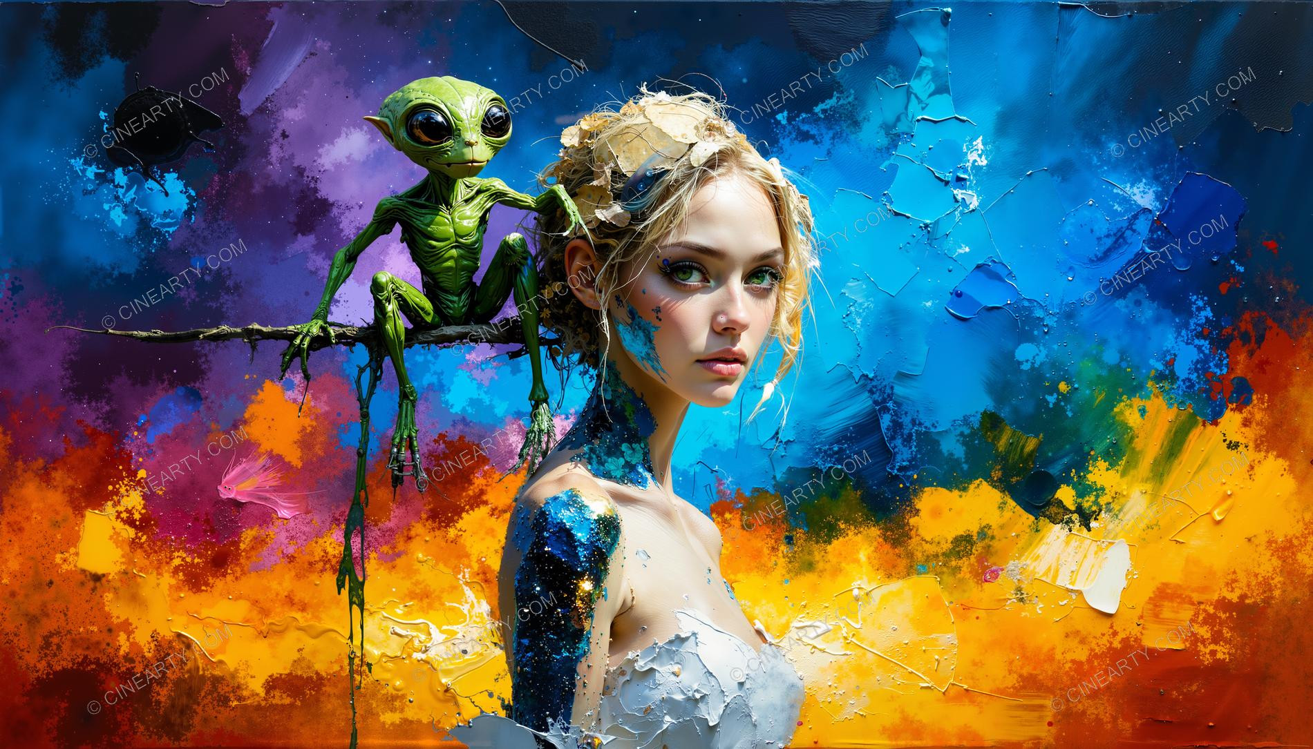 Beautifu Woman with Small Creature 88736