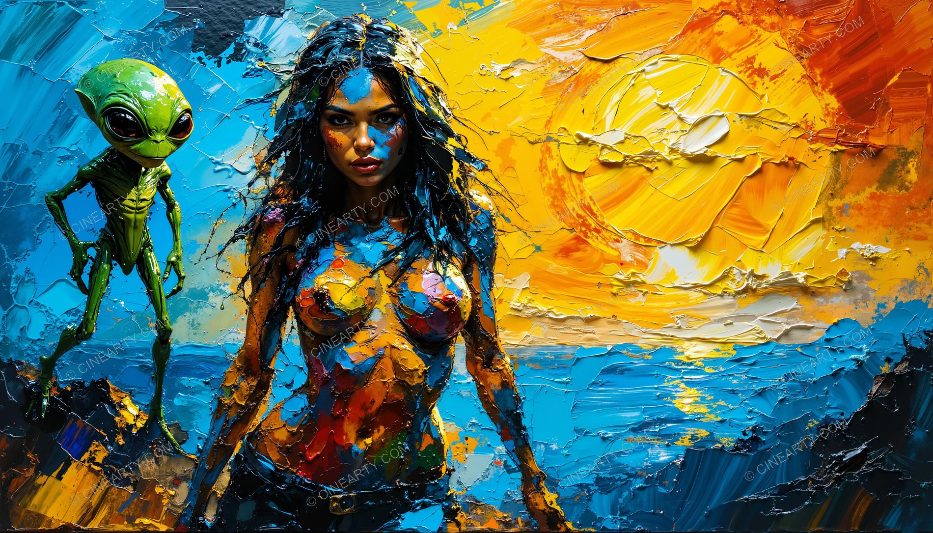 Beautifu Woman with Small Creature 23224