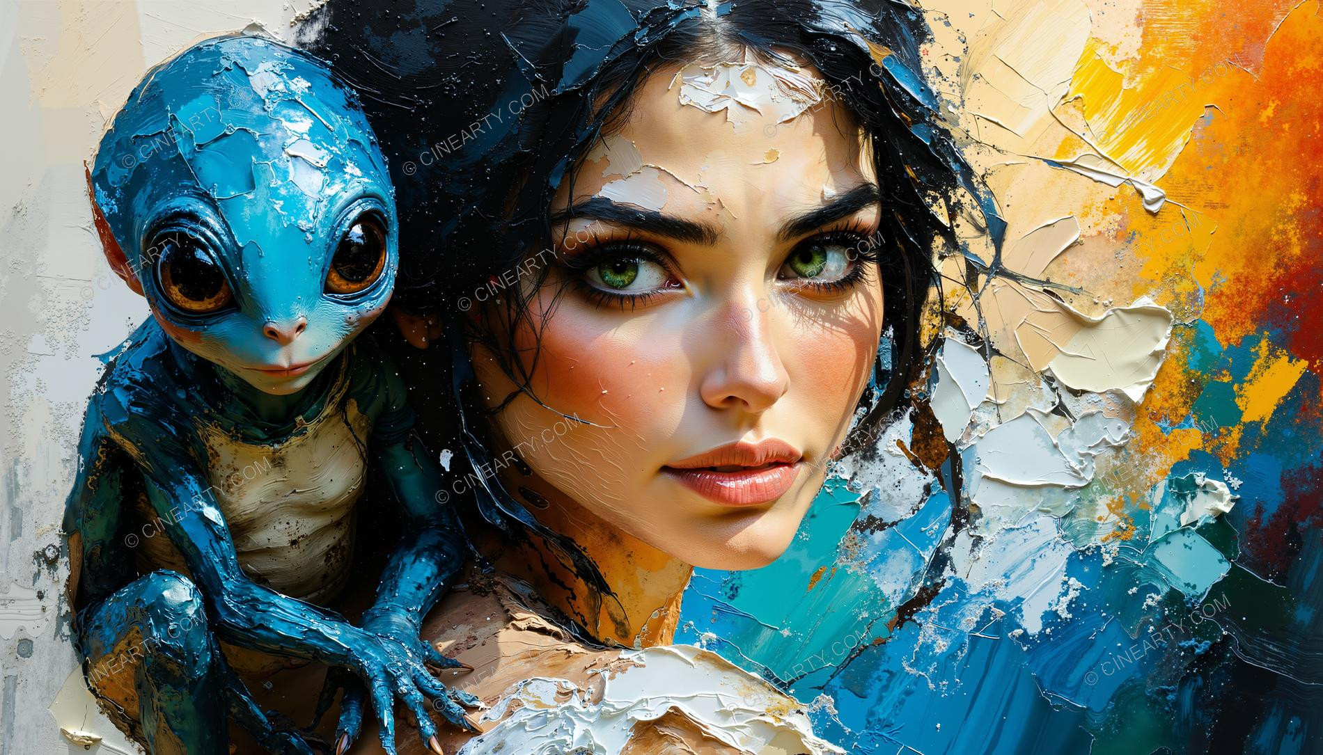Beautifu Woman with Small Creature 39954