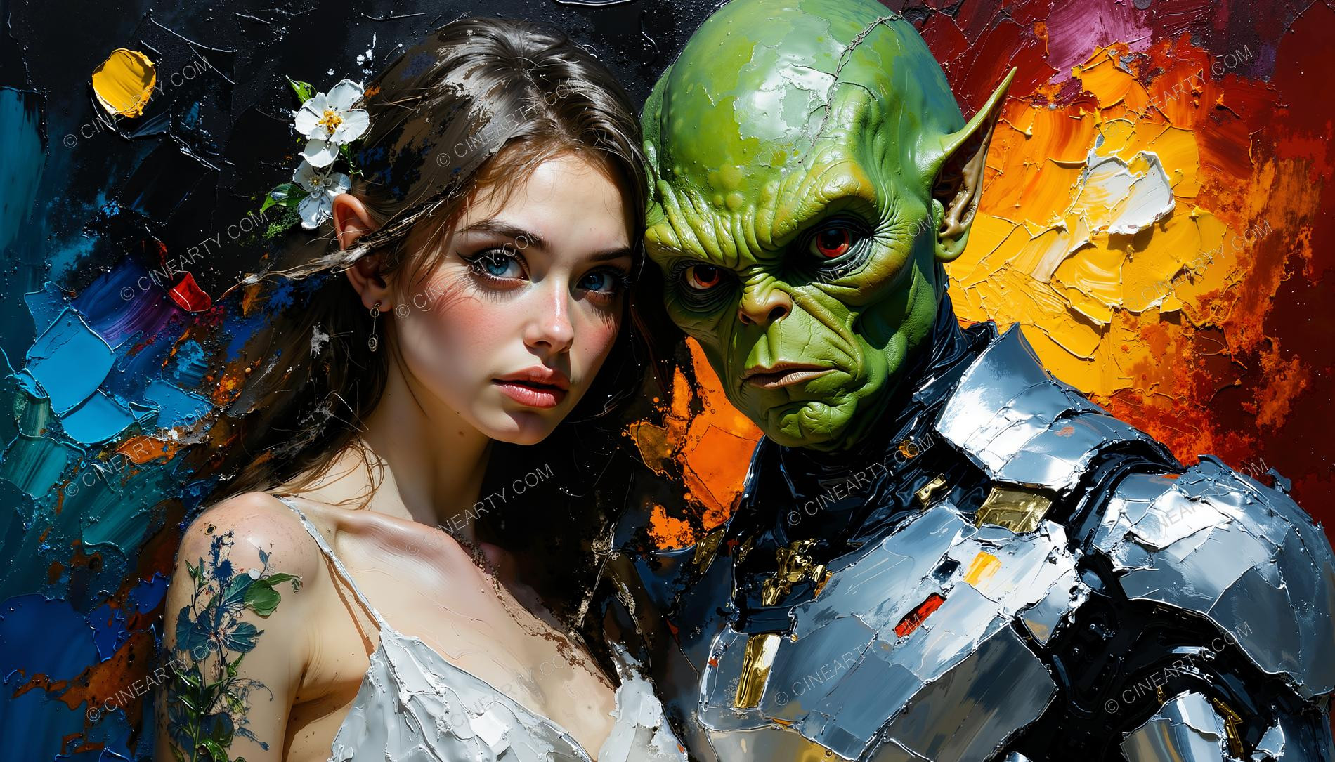 Portrait of a Woman and an Alien 97122