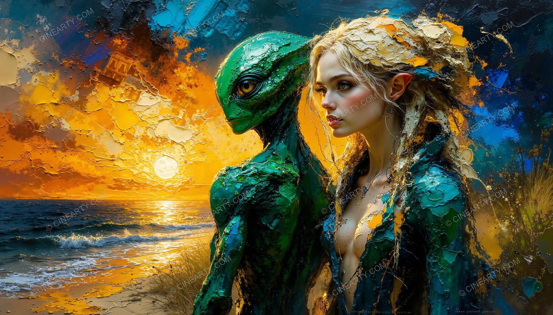 Portrait of a Woman and an Alien 33946