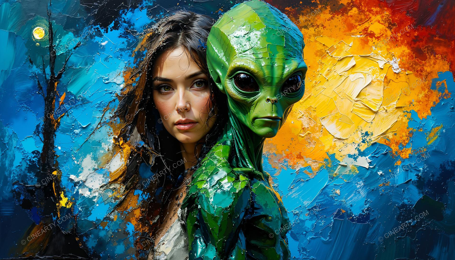 Portrait of a Woman and an Alien 79796