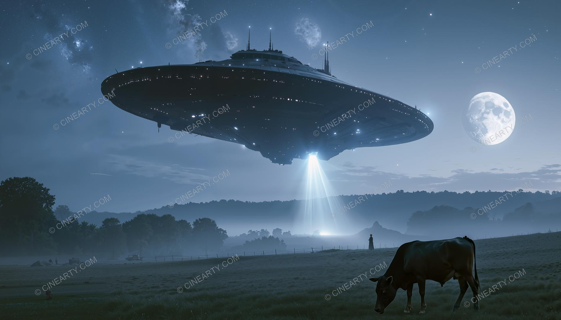 Flying Saucer Cow Abduction 72345