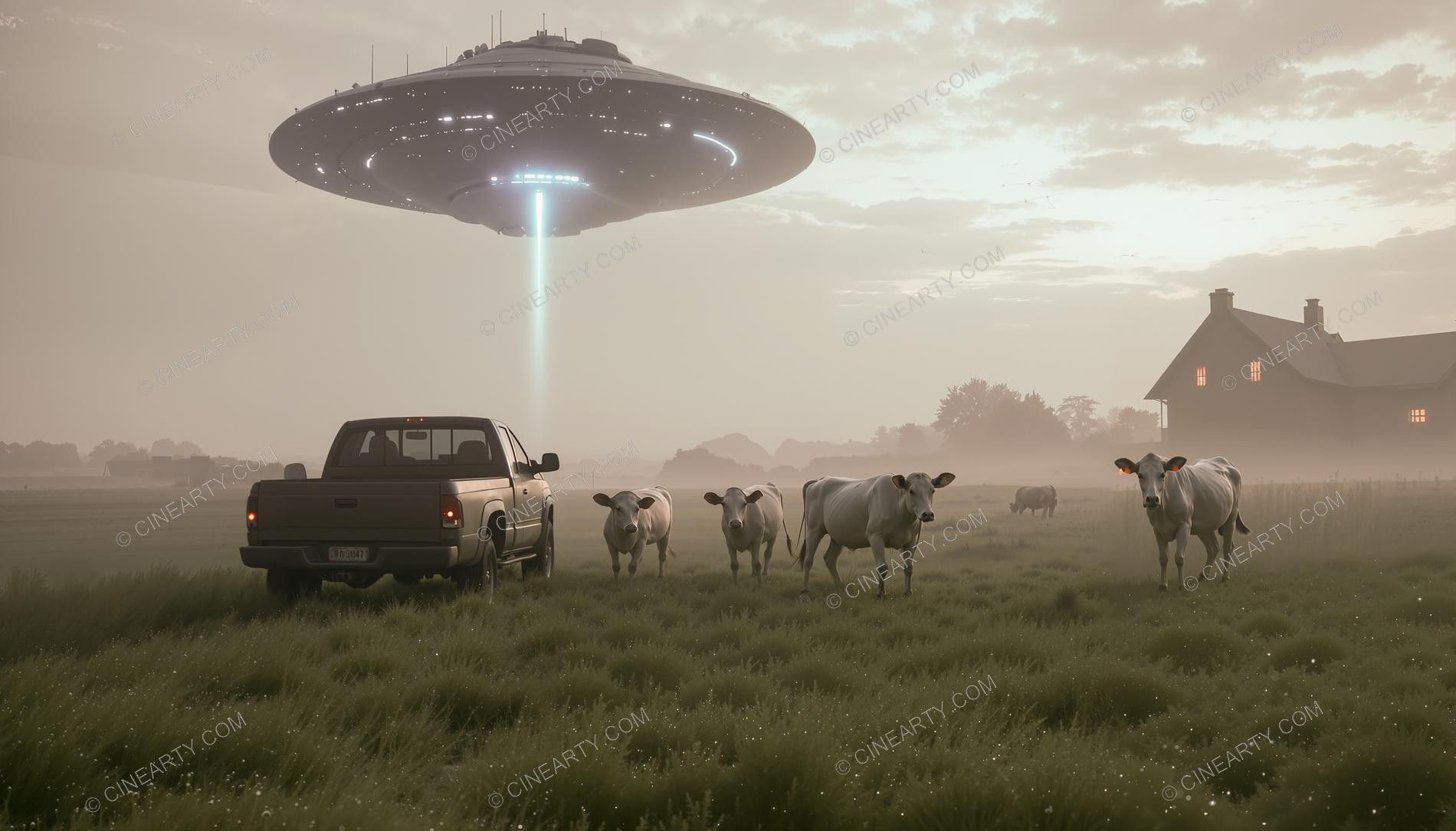 Flying Saucer Cow Abduction 75974