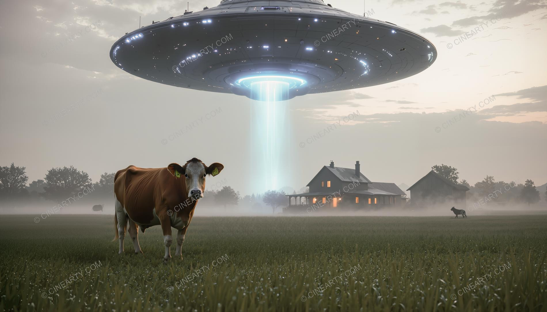 Flying Saucer Cow Abduction 81474