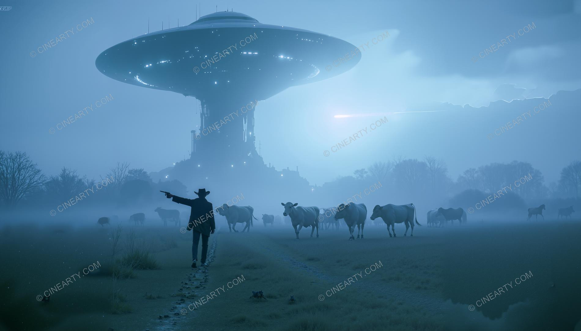 Flying Saucer Cow Abduction 95732