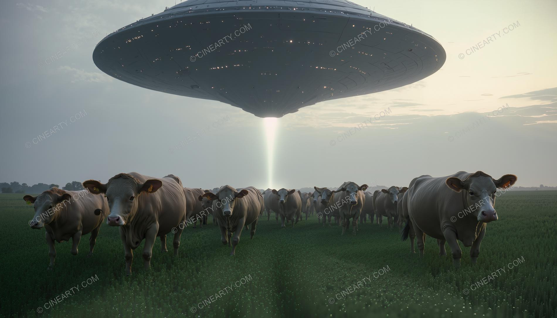 Flying Saucer Cow Abduction 78367