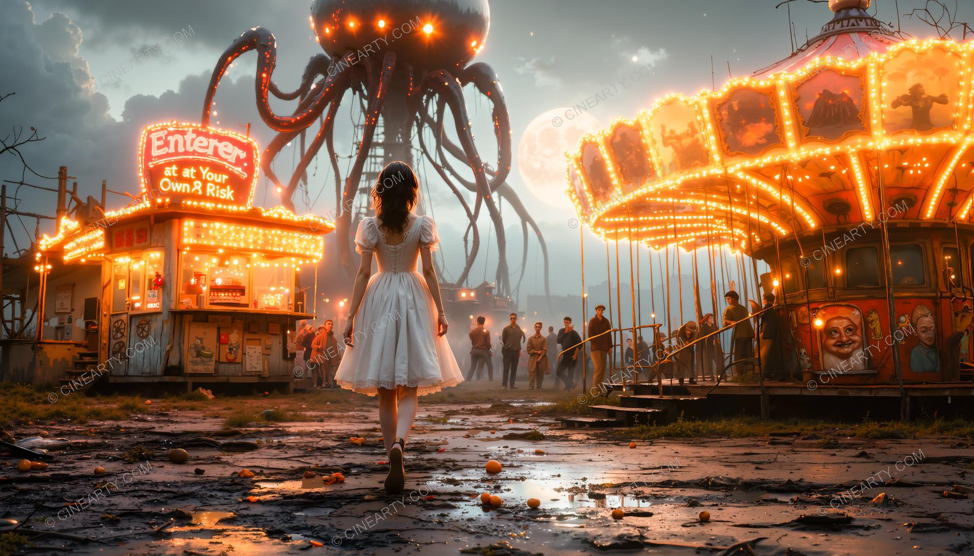 Alien Invasion Post-Apocalypse. Amusement Park 05606