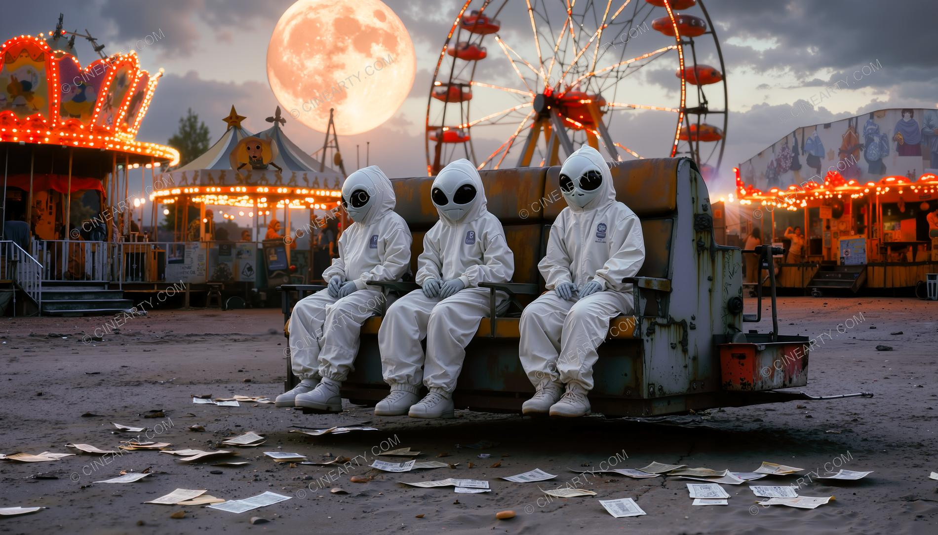 Alien Invasion Post-Apocalypse. Amusement Park 44167