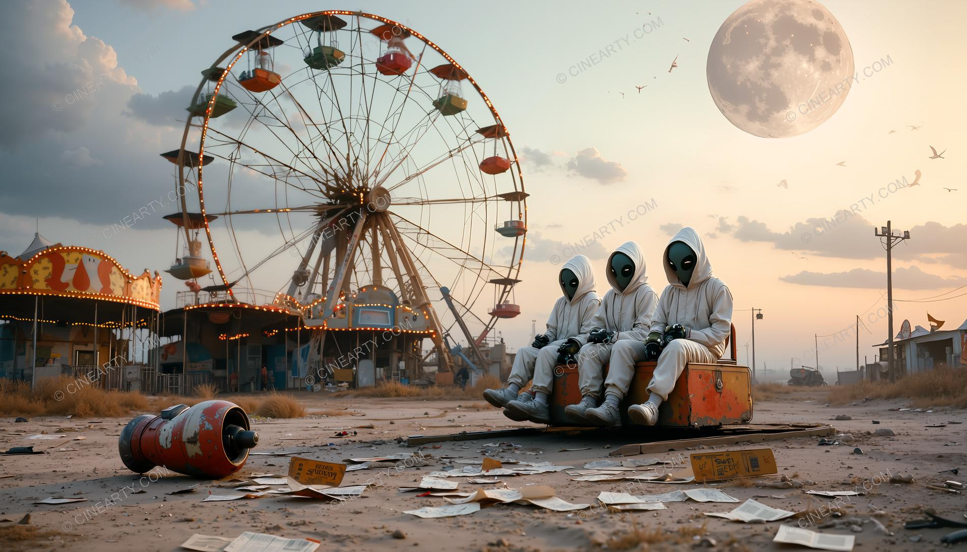 Alien Invasion Post-Apocalypse. Amusement Park 55575